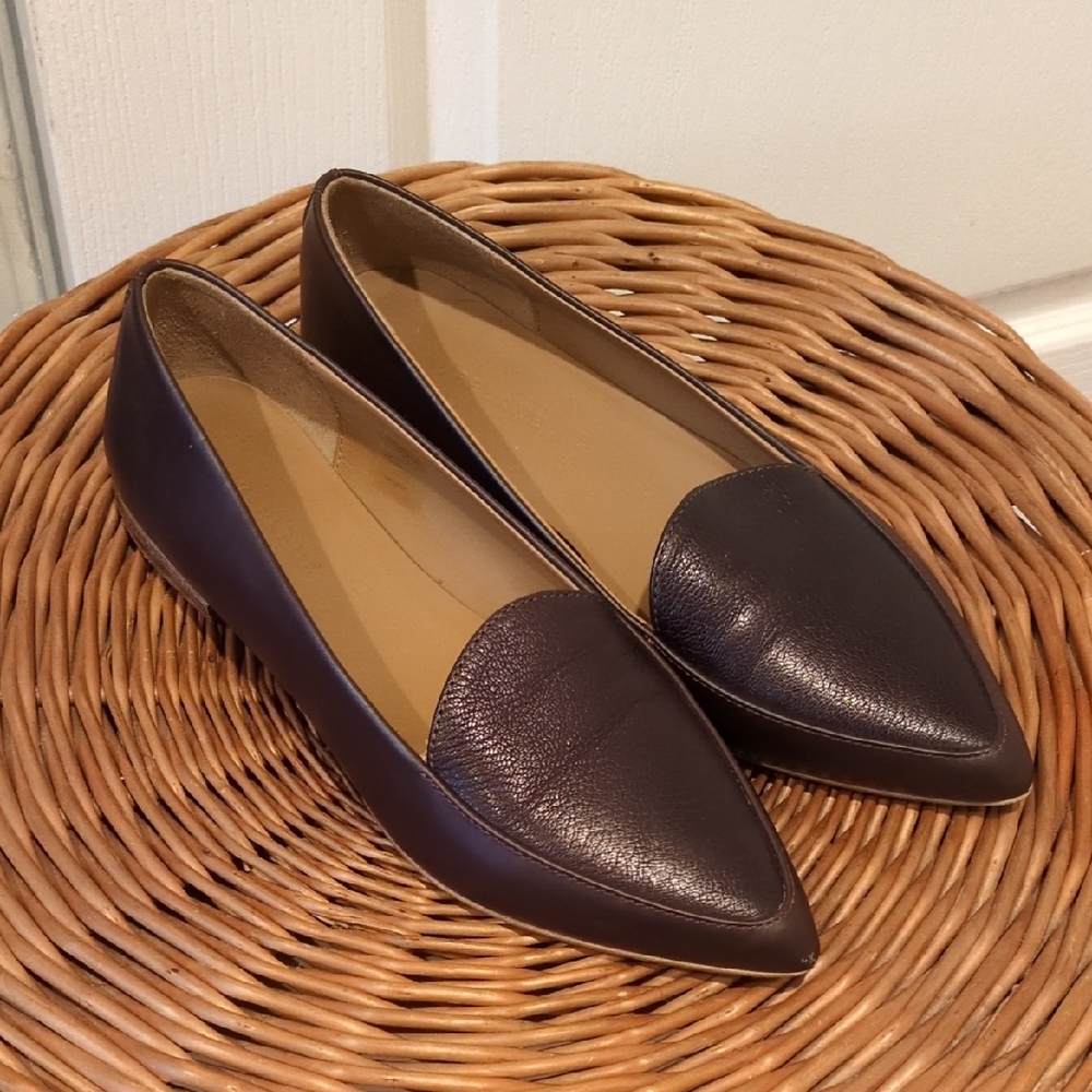 Everlane Modern Pointer Brown Leather Flats Womens 8